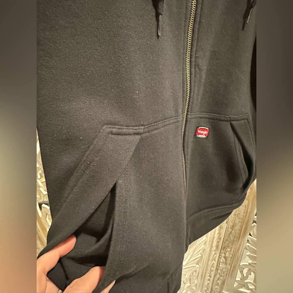 Wrangler Black High Pile Fleece Hoodie View 3